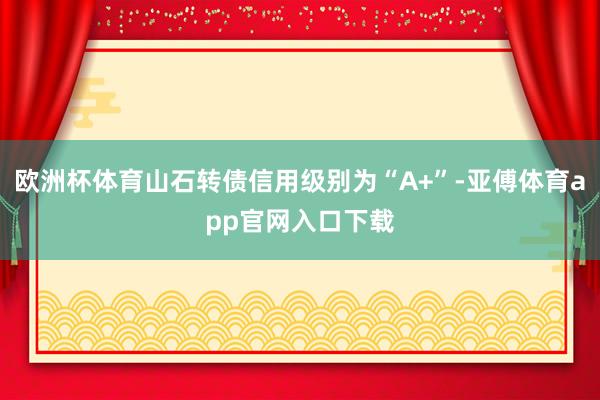 欧洲杯体育山石转债信用级别为“A+”-亚傅体育app官网入口下载