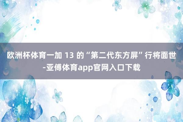 欧洲杯体育一加 13 的“第二代东方屏”行将面世-亚傅体育app官网入口下载