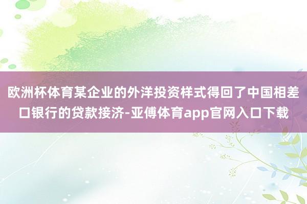 欧洲杯体育某企业的外洋投资样式得回了中国相差口银行的贷款接济-亚傅体育app官网入口下载