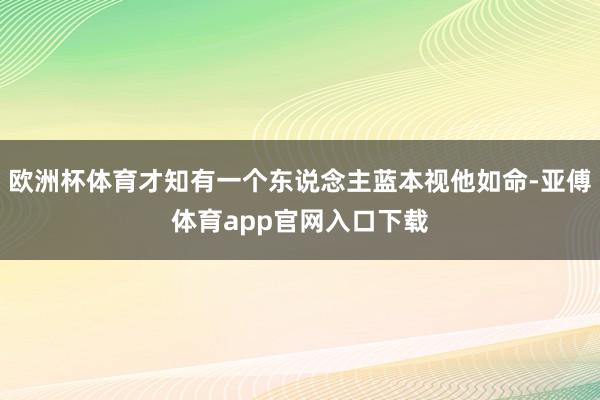 欧洲杯体育才知有一个东说念主蓝本视他如命-亚傅体育app官网入口下载