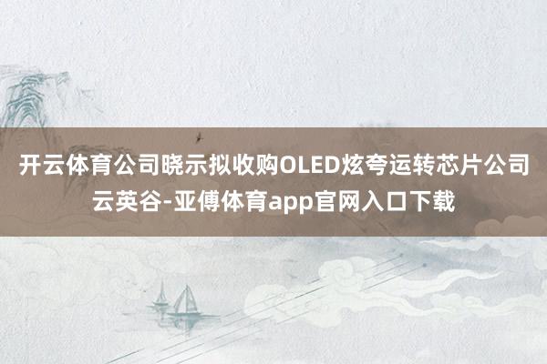 开云体育公司晓示拟收购OLED炫夸运转芯片公司云英谷-亚傅体育app官网入口下载