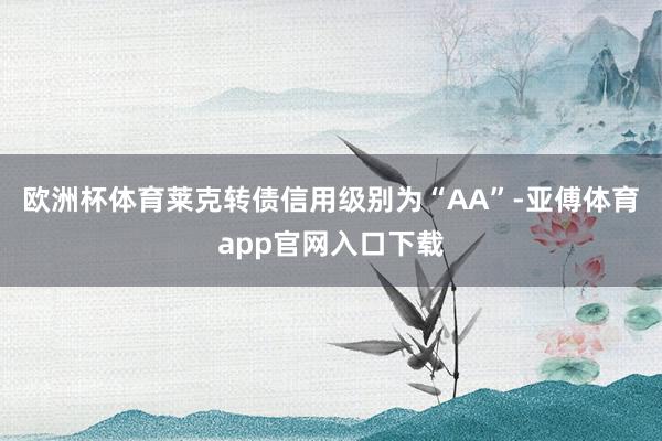 欧洲杯体育莱克转债信用级别为“AA”-亚傅体育app官网入口下载