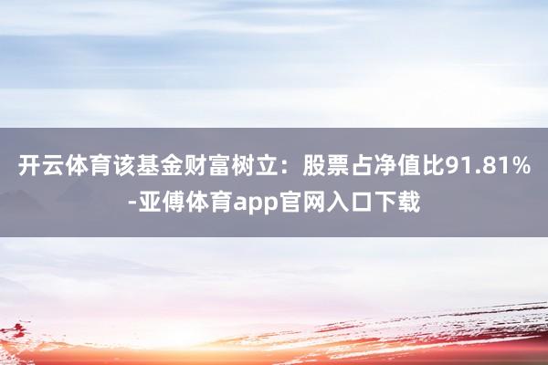 开云体育该基金财富树立：股票占净值比91.81%-亚傅体育app官网入口下载